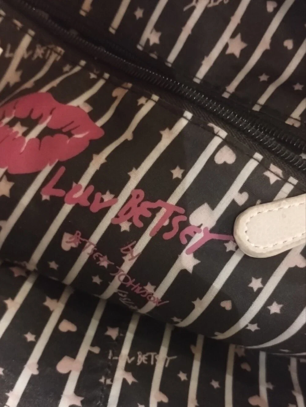 Betsey Johnson Pink Pastel Butterfly Backpack with Rainbow Strap